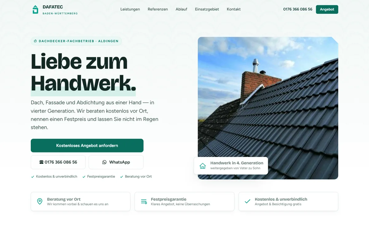 Home page of DAFATEC with a newly tiled roof